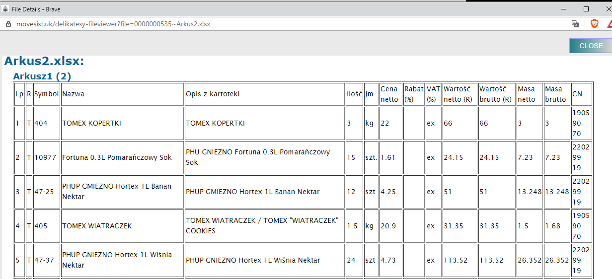 Excel File Preview